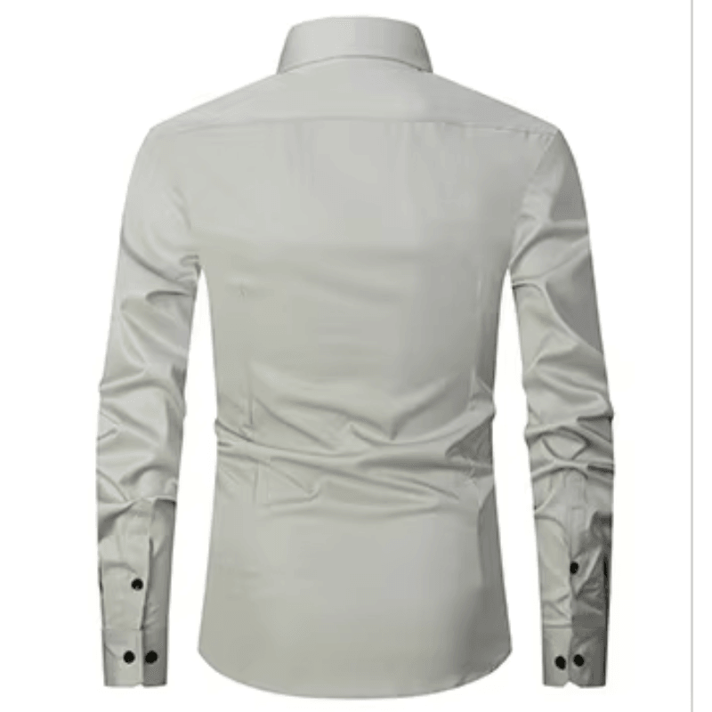 Men's Long Sleeve Slim Fit Shirt with Contrast Buttons