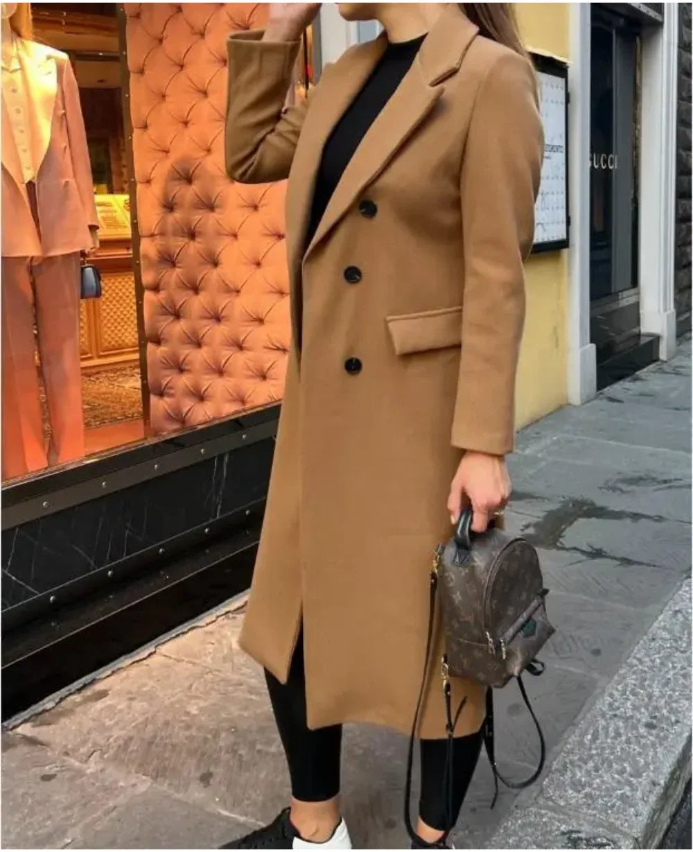 Women's Long Trenchcoat Elegant Fitted