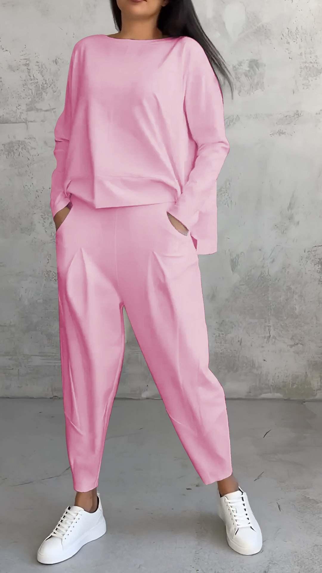 Women's Casual Chic Harem Pants Set with Irregular Long-Sleeve Top