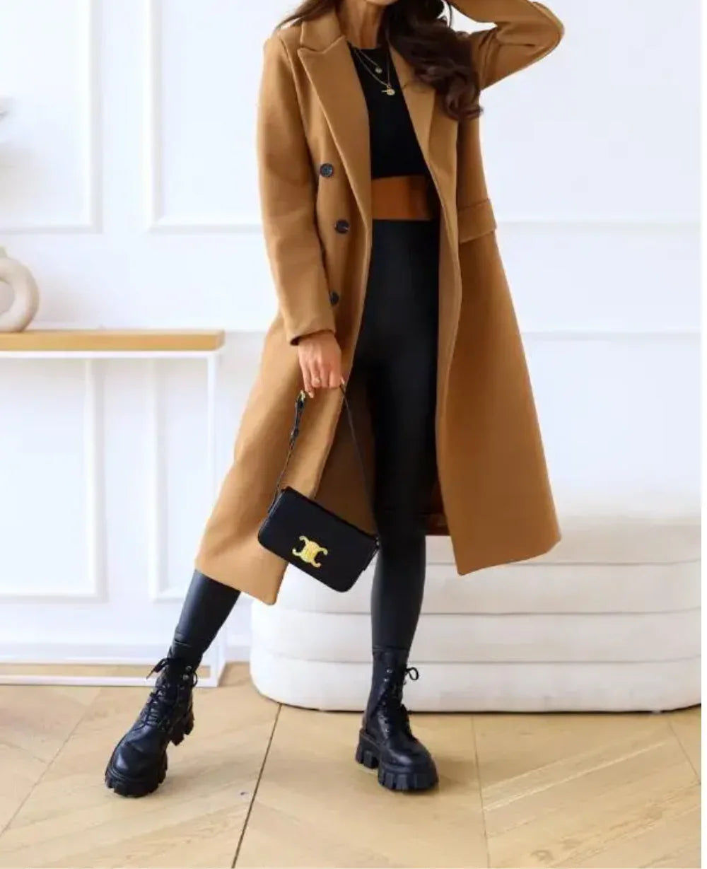 Women's Long Trenchcoat Elegant Fitted