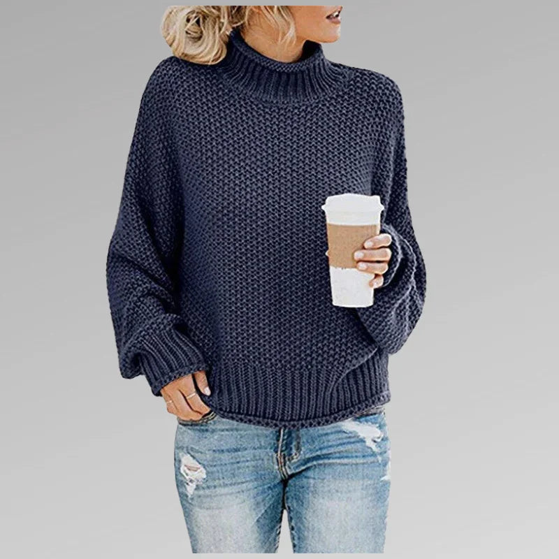 Women's Knit Long Sleeve High Neck Sweater