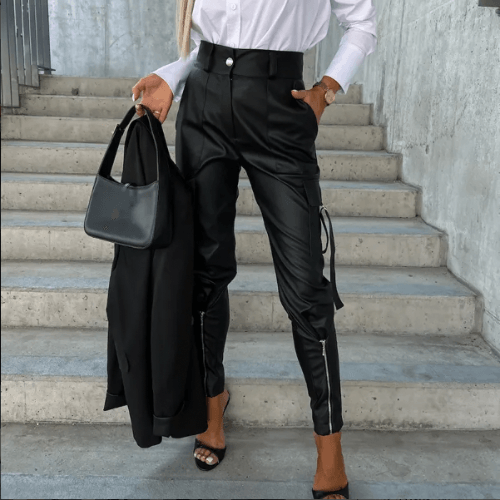Women's Cargo Trousers High Waisted Slim Fit