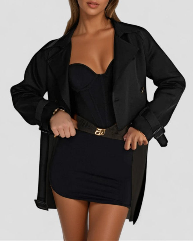 Women's Cropped Belted Trench Jacket
