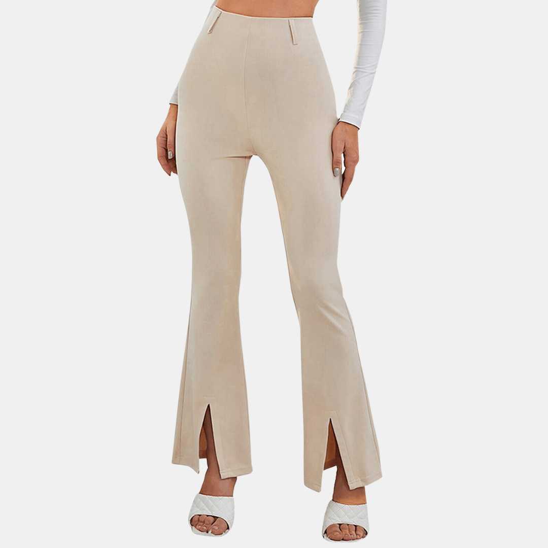 Women's High-Waisted Flare Trousers Stretch Fabric Slim Fit