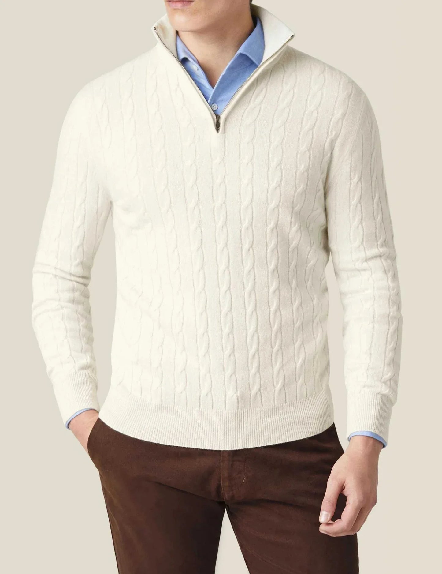 Men's Zipper Sweater Cable Knit