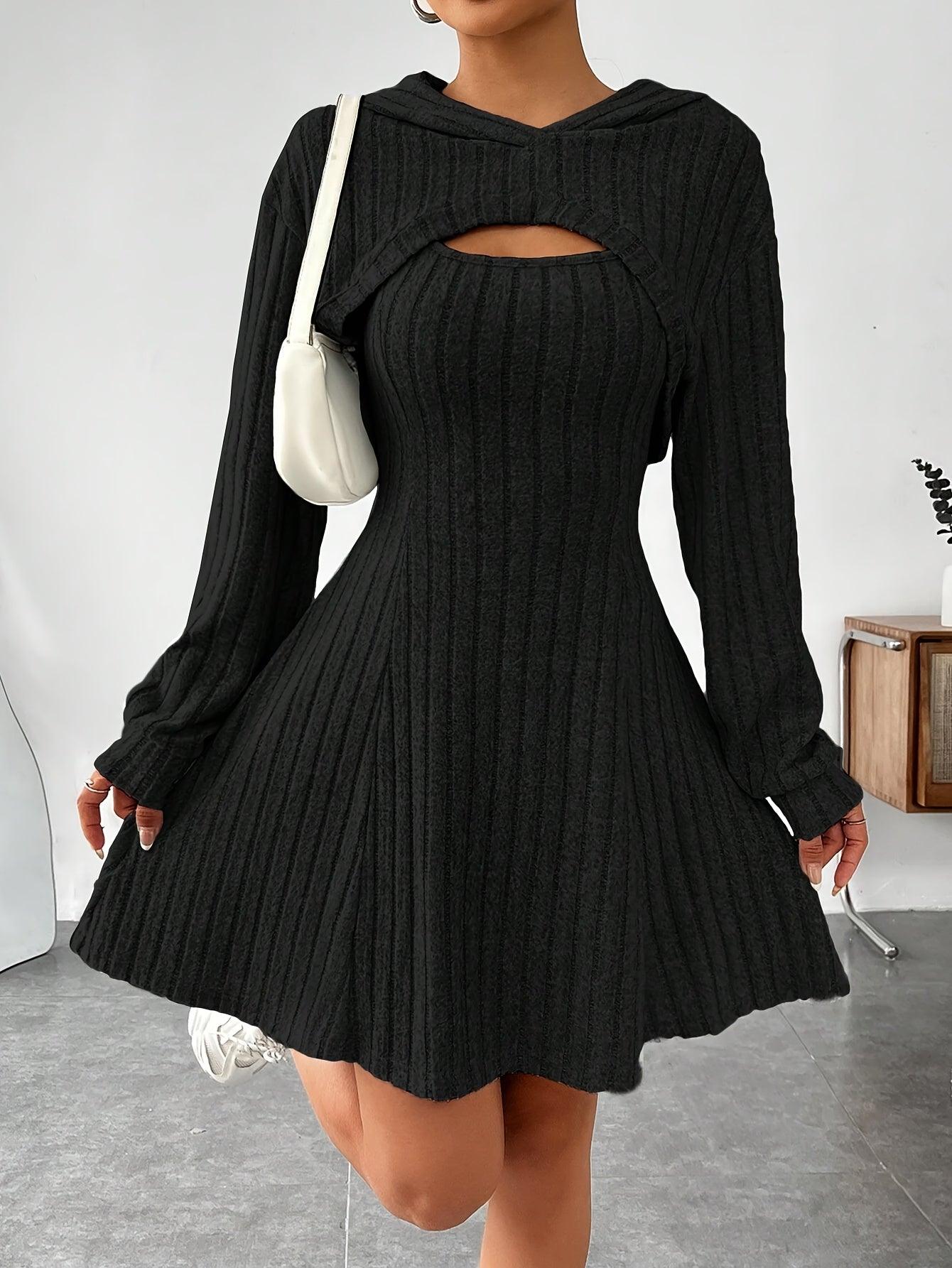 Women's Sweater Dress Cutout Ribbed Design