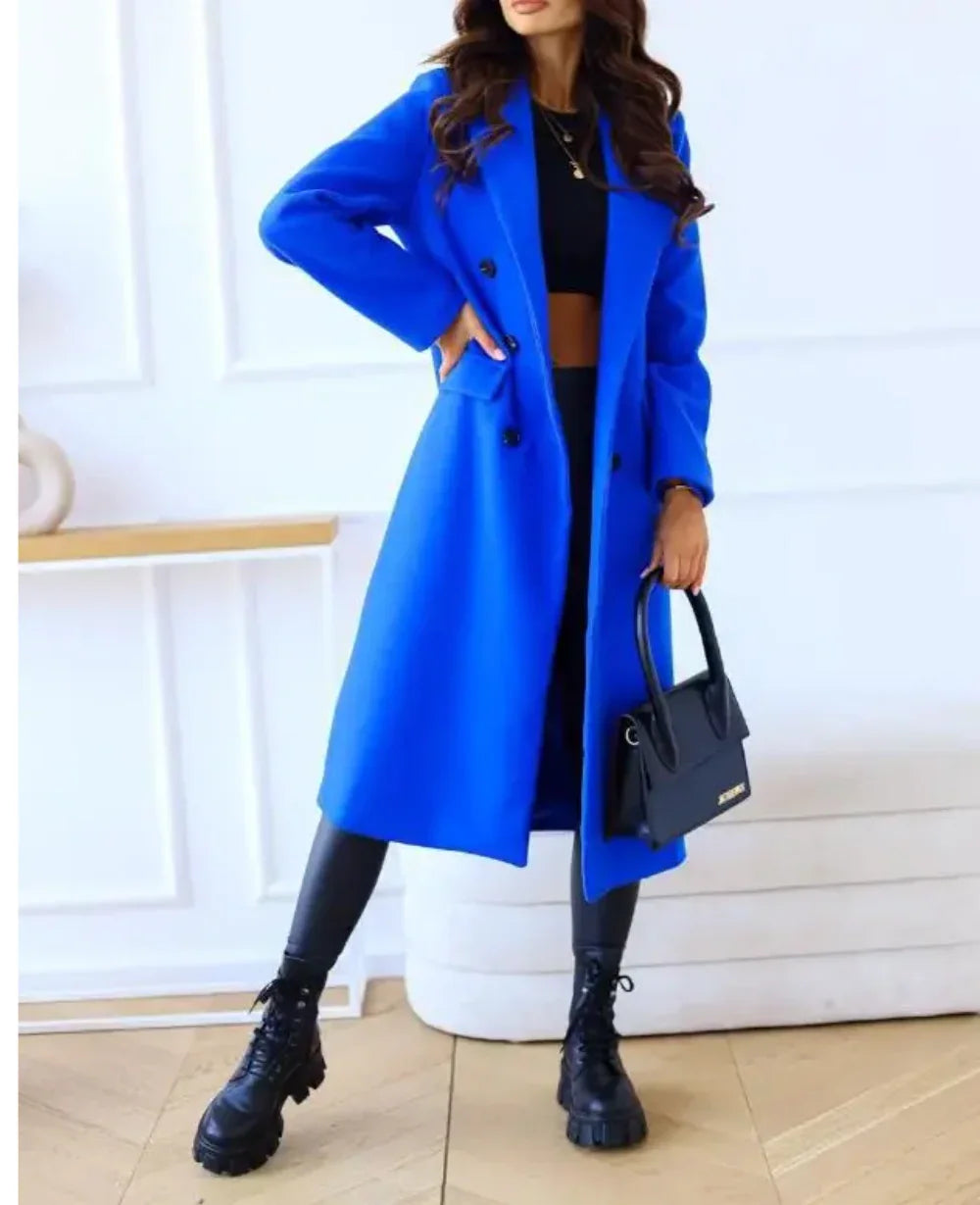 Women's Long Trenchcoat Elegant Fitted
