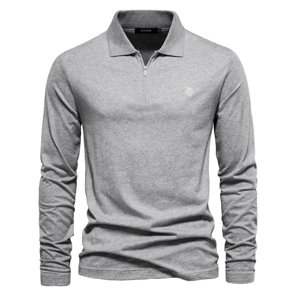 Men's Long Sleeve Polo Shirt Cotton