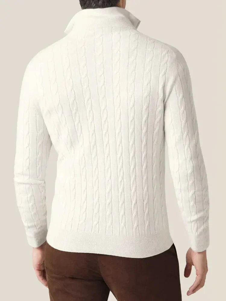 Men's Zipper Sweater Cable Knit