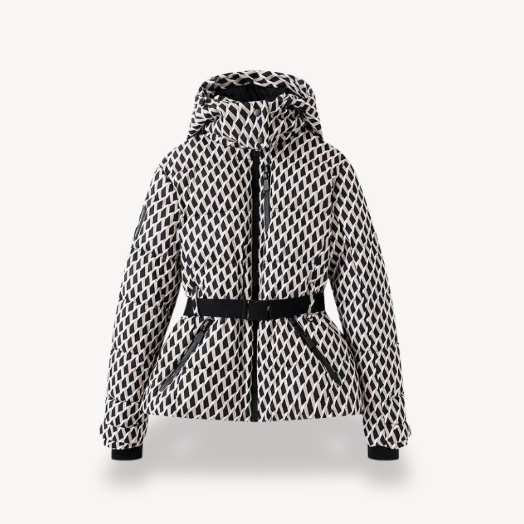 Women's Puffer Jacket with Belted Design