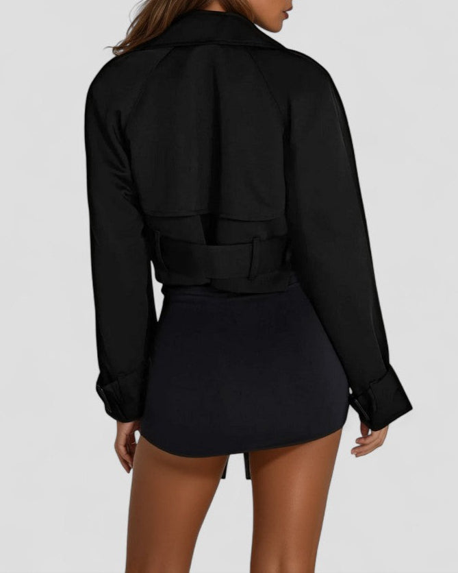 Women's Cropped Belted Trench Jacket