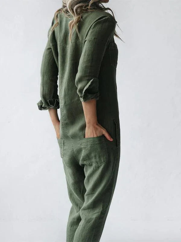 Women's Jumpsuit Button-Up with Pockets
