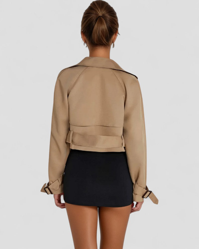 Women's Cropped Belted Trench Jacket