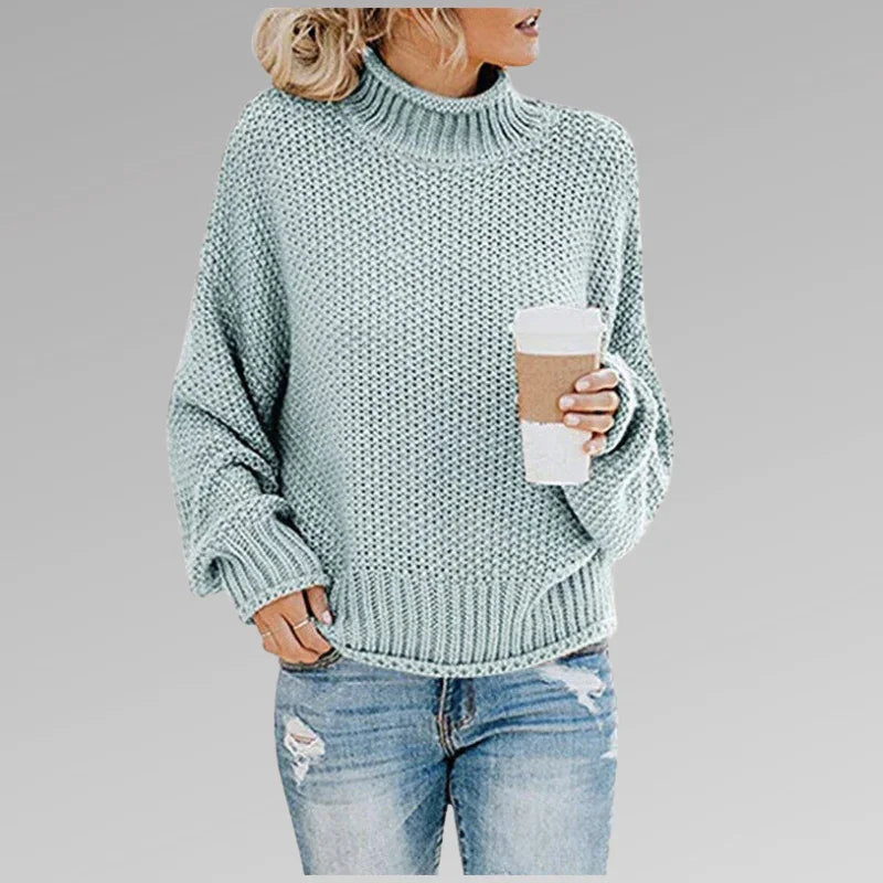 Women's Knit Long Sleeve High Neck Sweater