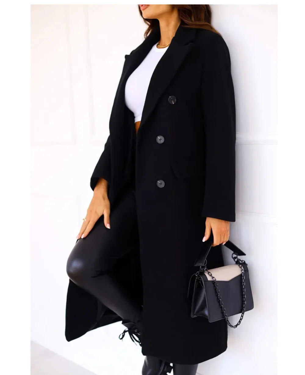 Women's Long Trenchcoat Elegant Fitted