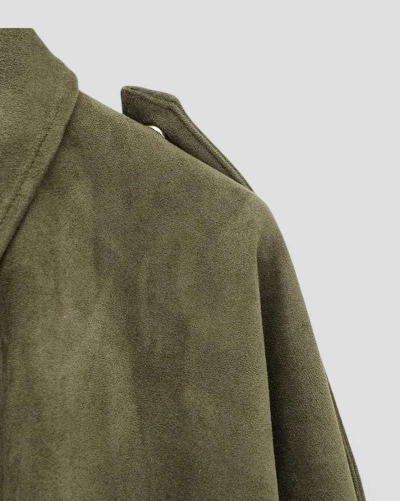 Women's Oversized Zip-Up Faux Suede Bomber Jacket