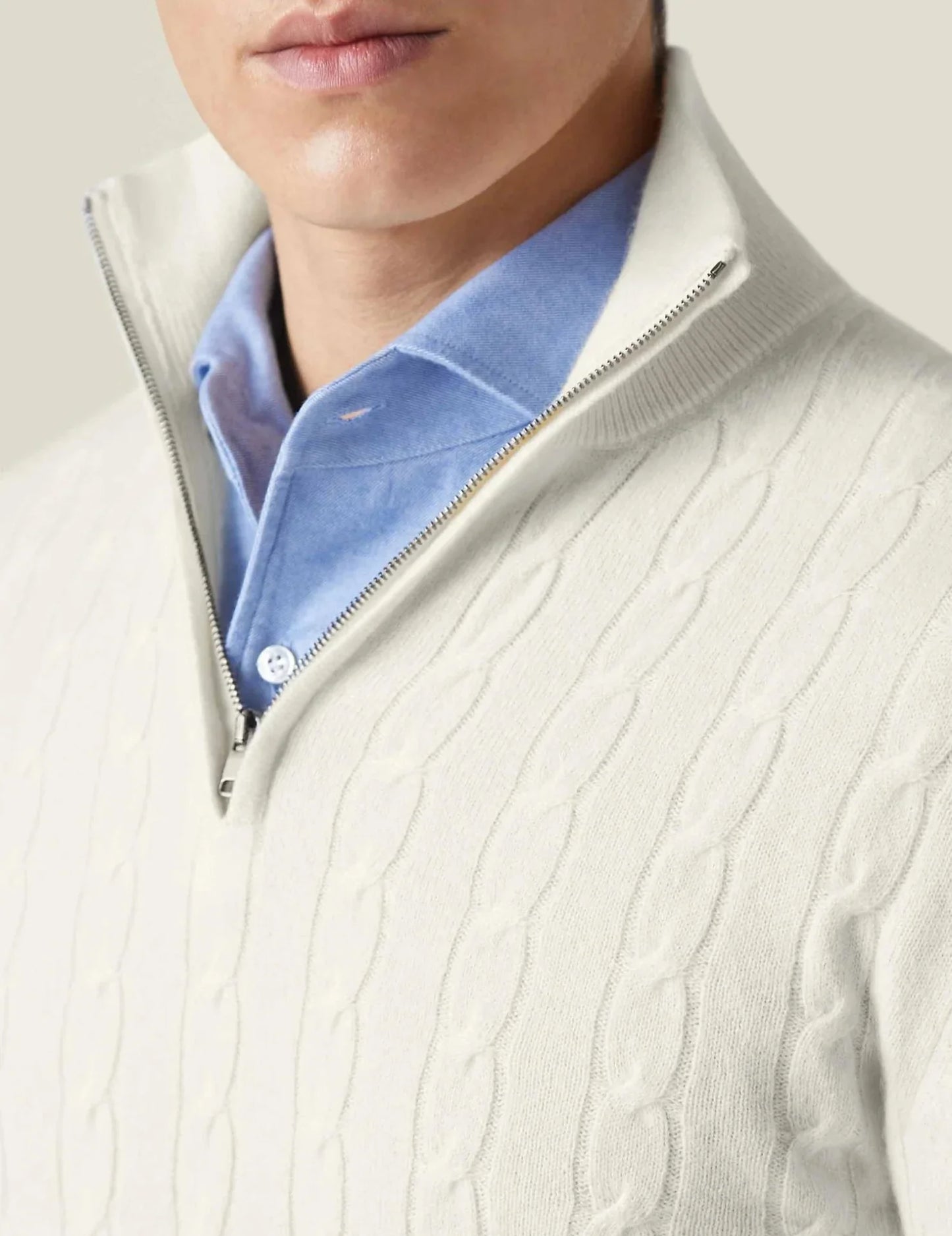 Men's Zipper Sweater Cable Knit