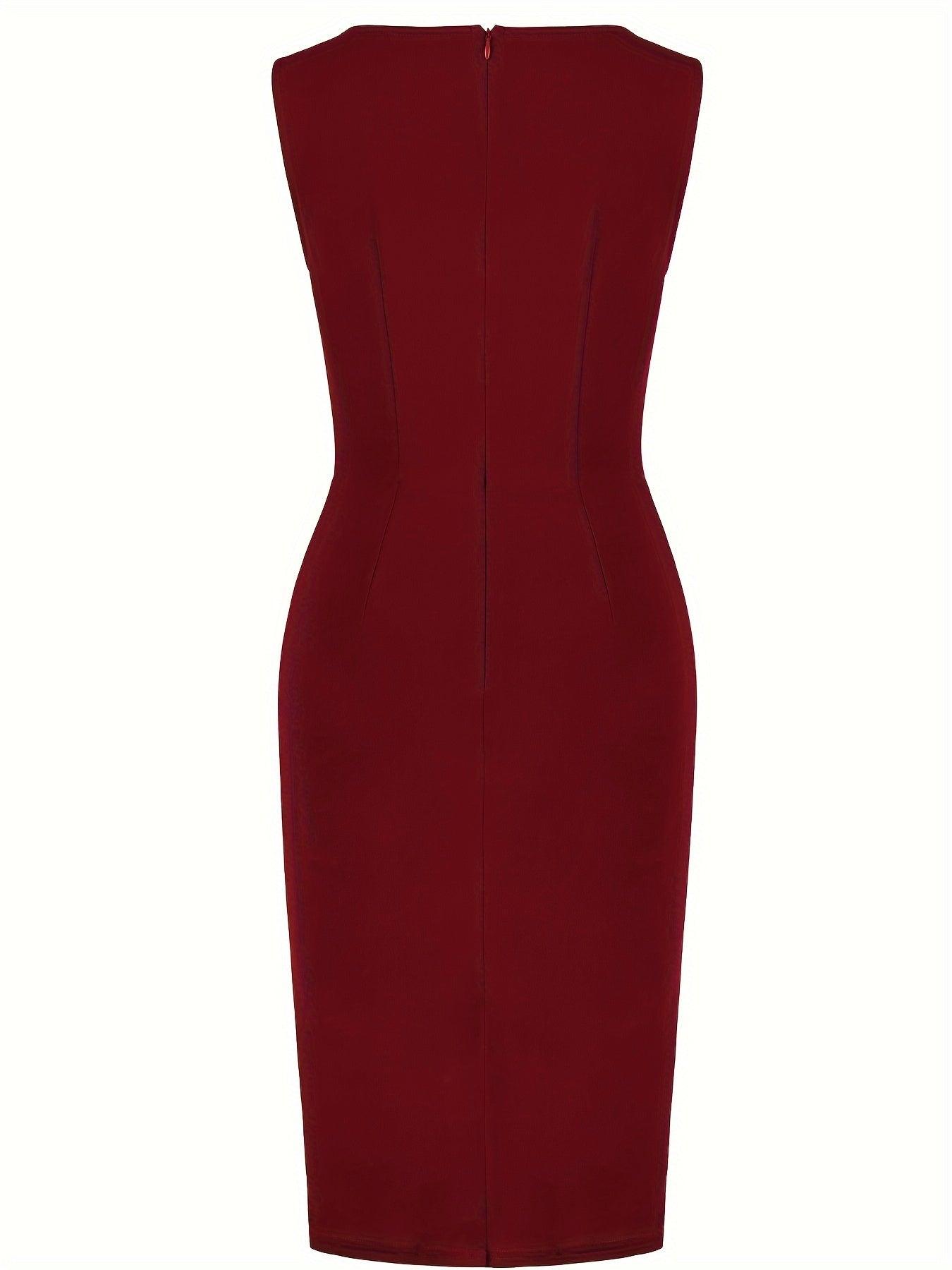 Women's Pencil Dress Stretch Knit Asymmetrical Hem