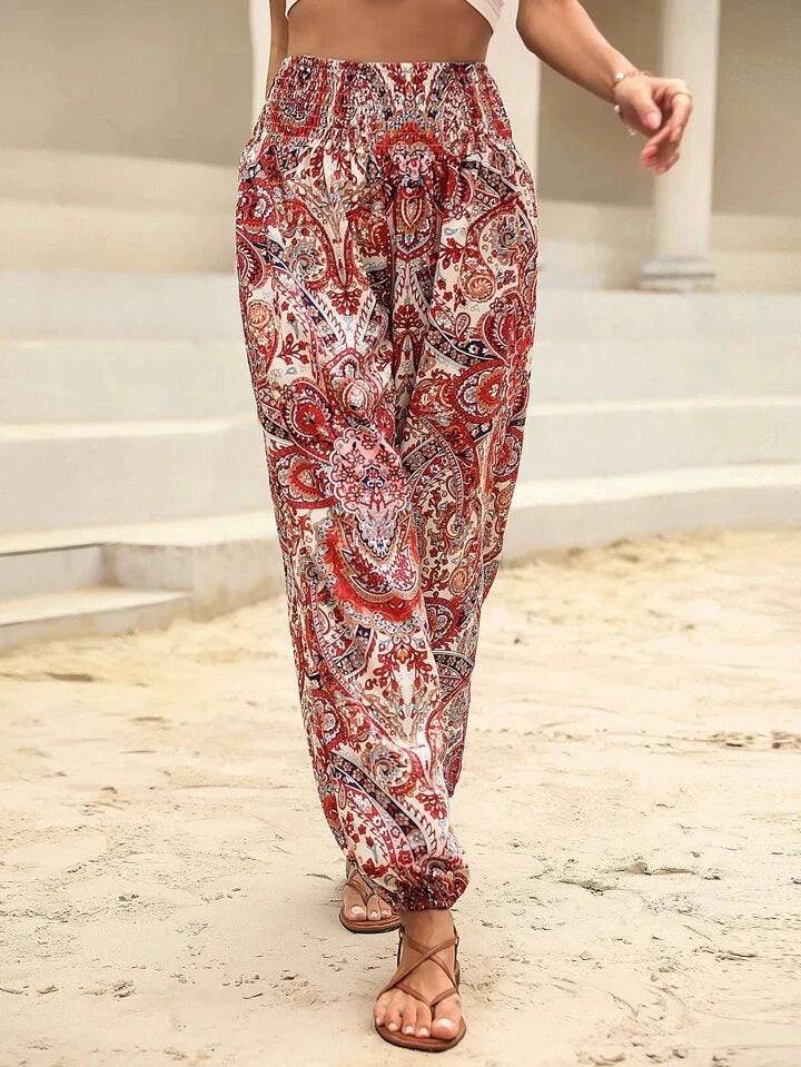 Women's Harem Trousers Bohemian Elephant Print