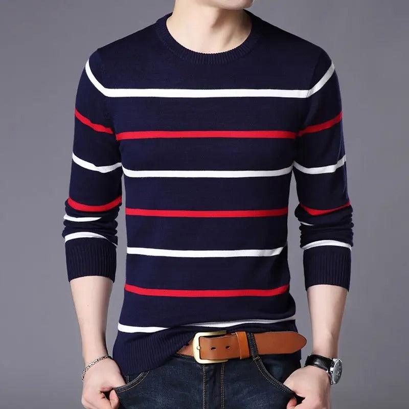 Men's Long Sleeve Striped Color Block Shirt