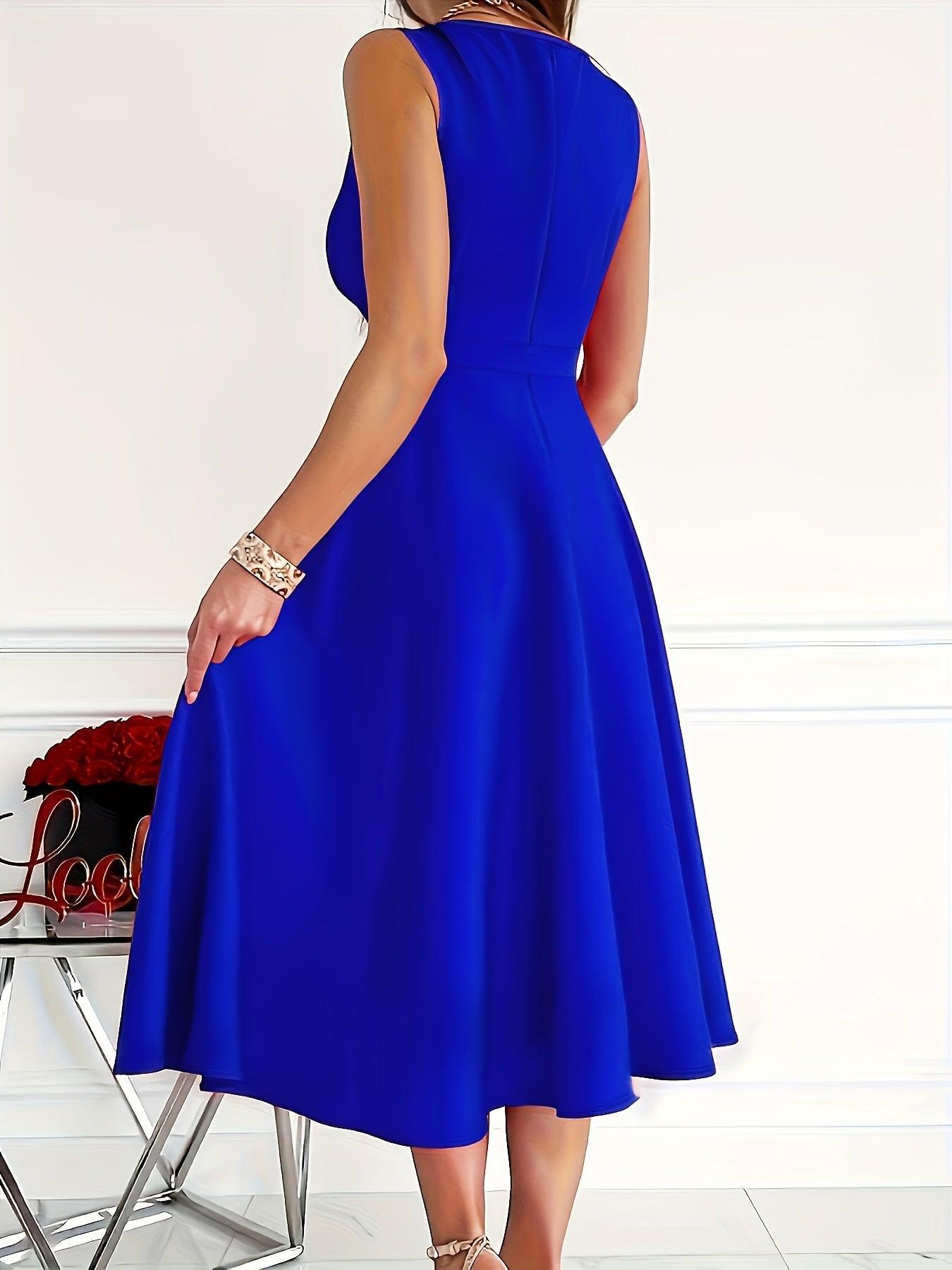 Women's V-Neck Midi Dress Elegant Style