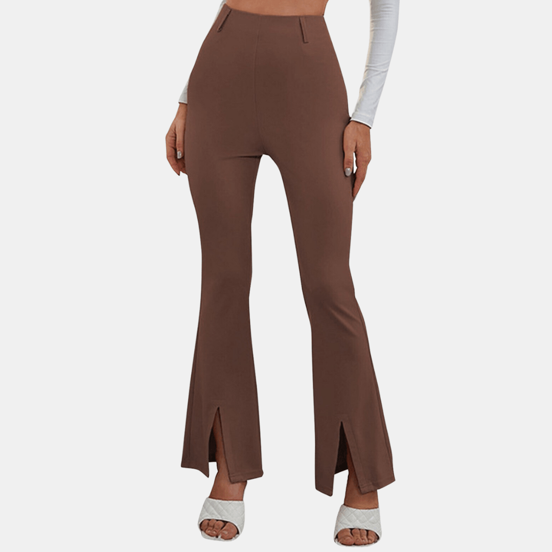 Women's High-Waisted Flare Trousers Stretch Fabric Slim Fit