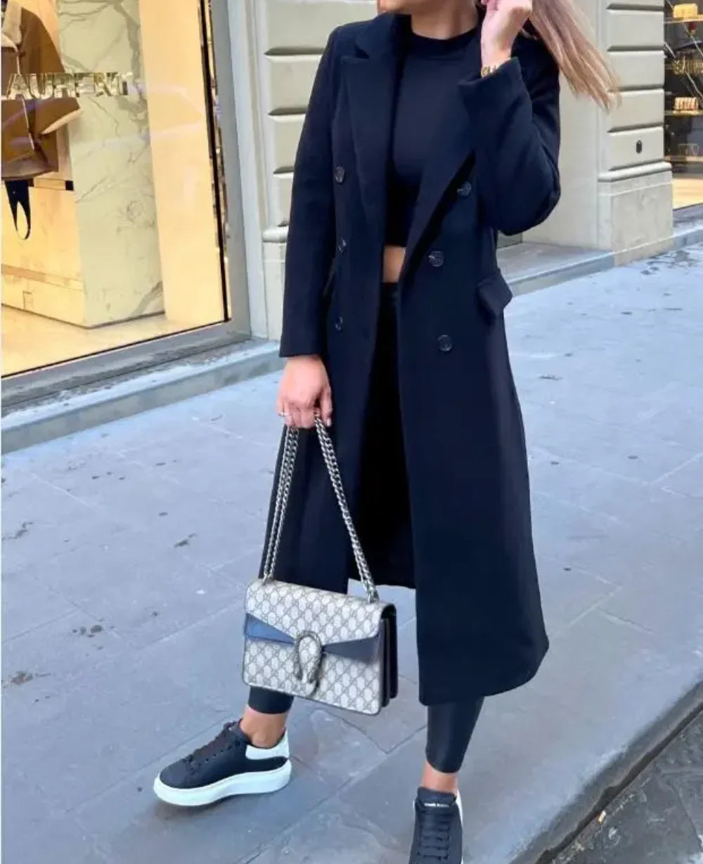 Women's Long Trenchcoat Elegant Fitted