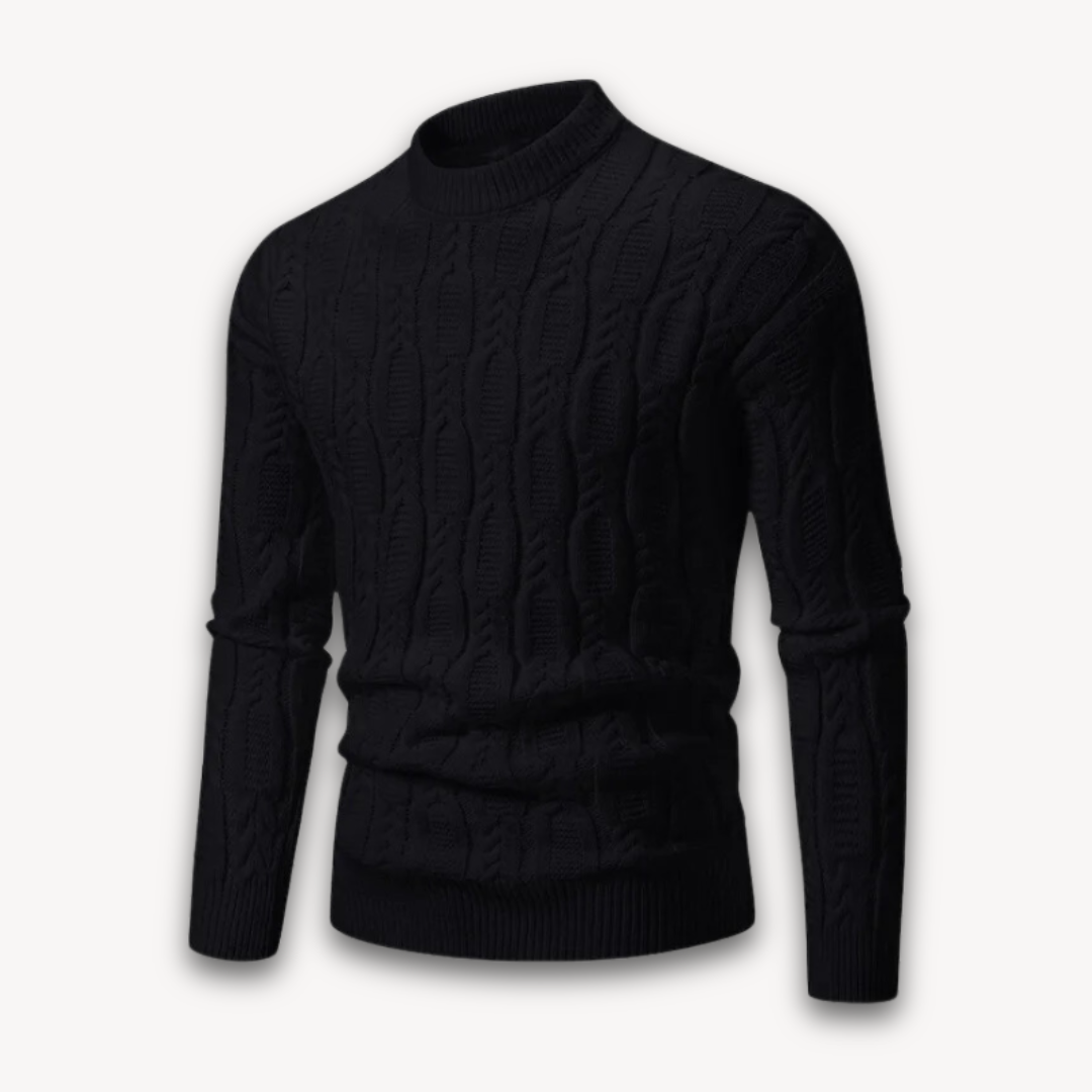 Men's Crewneck Sweater Cable Knit Cotton Blend