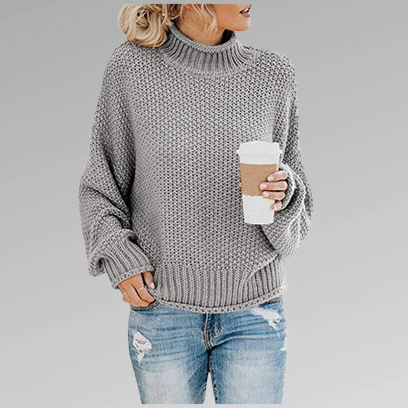 Women's Knit Long Sleeve High Neck Sweater