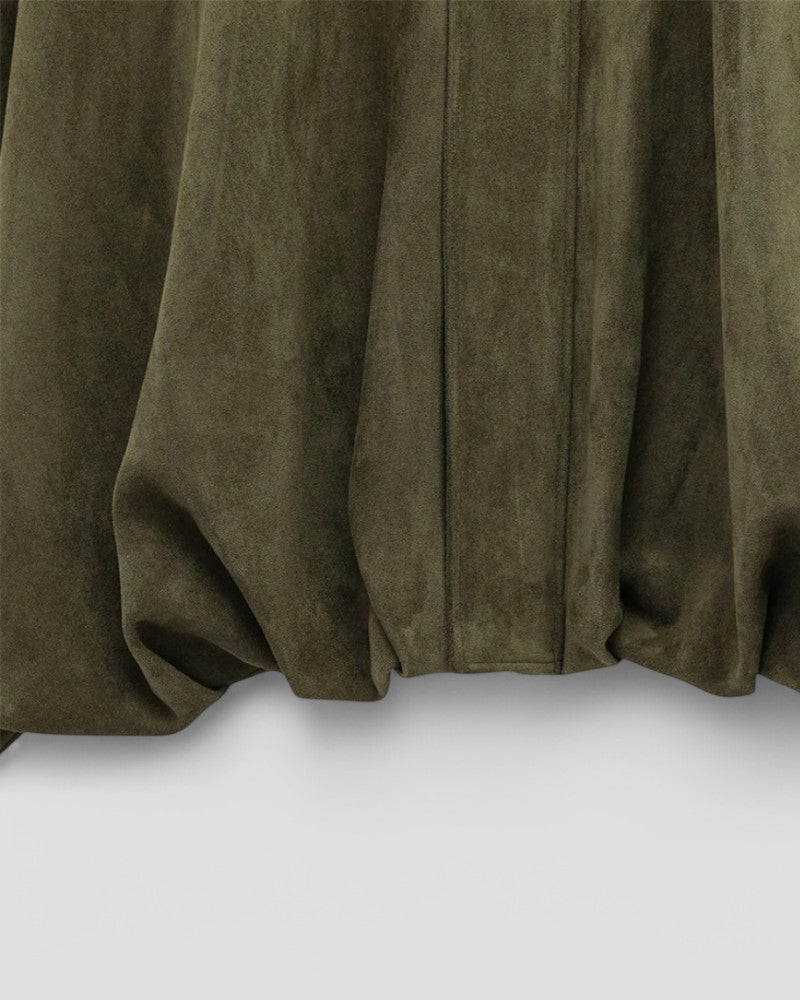Women's Oversized Zip-Up Faux Suede Bomber Jacket