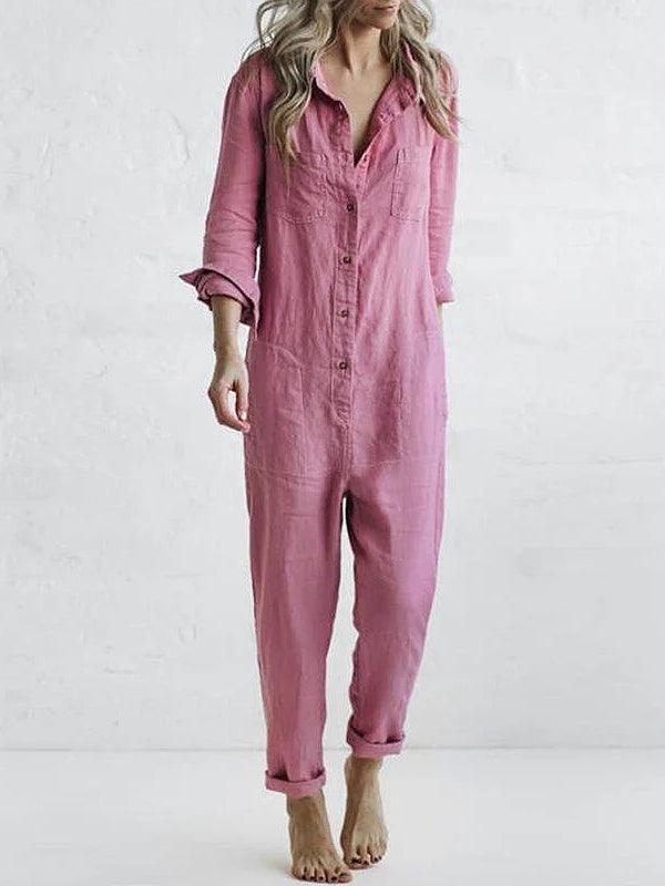 Women's Jumpsuit Button-Up with Pockets