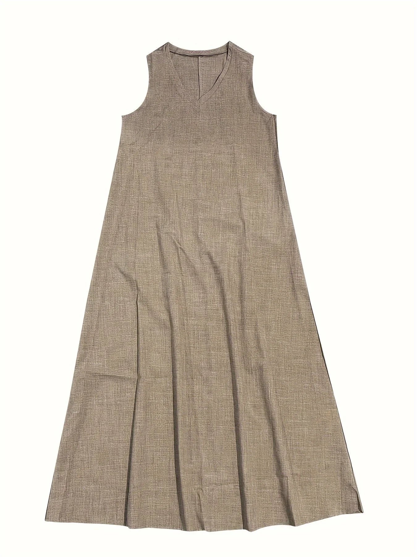 Women’s Maxi Dress - Sleeveless V-Neck - Relaxed Fit - Lightweight Breathable Fabric