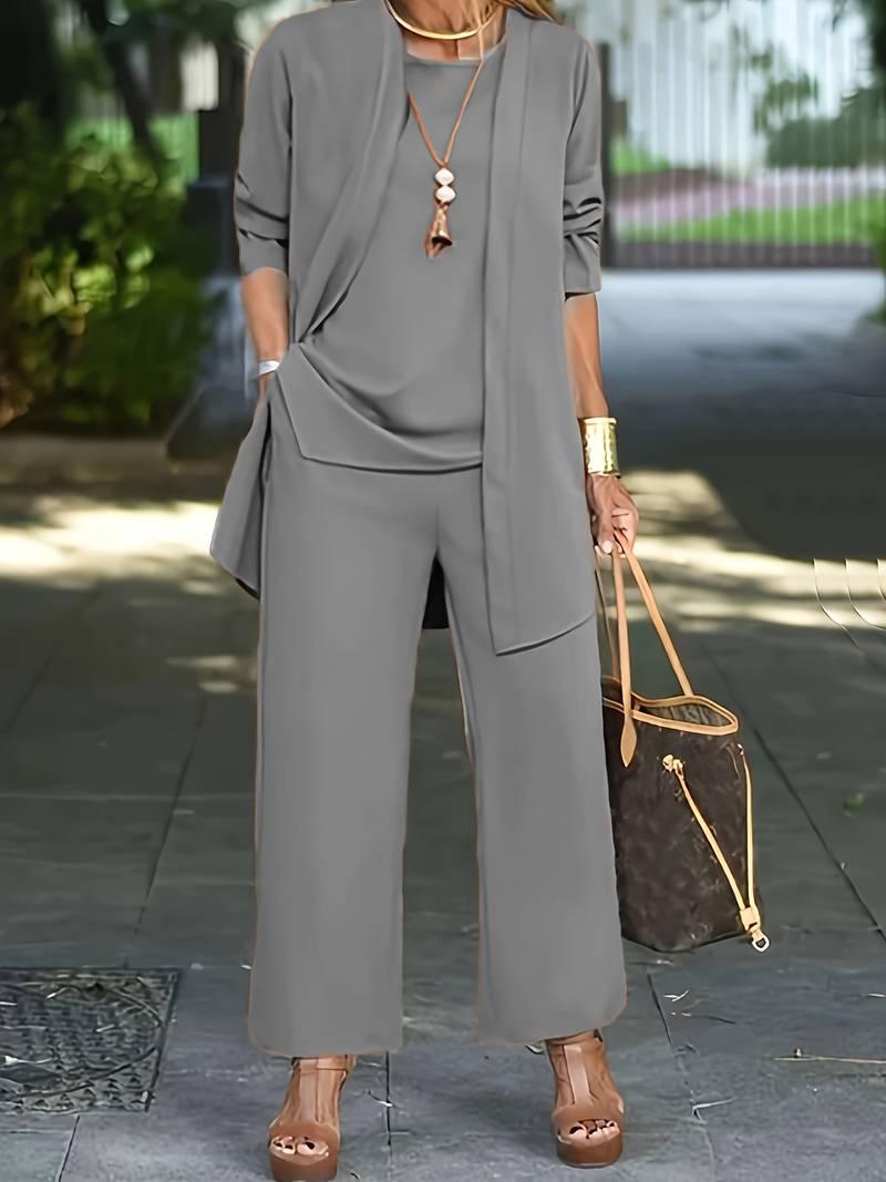 3-Piece Women's Pantsuit – Elegant & Versatile Ensemble