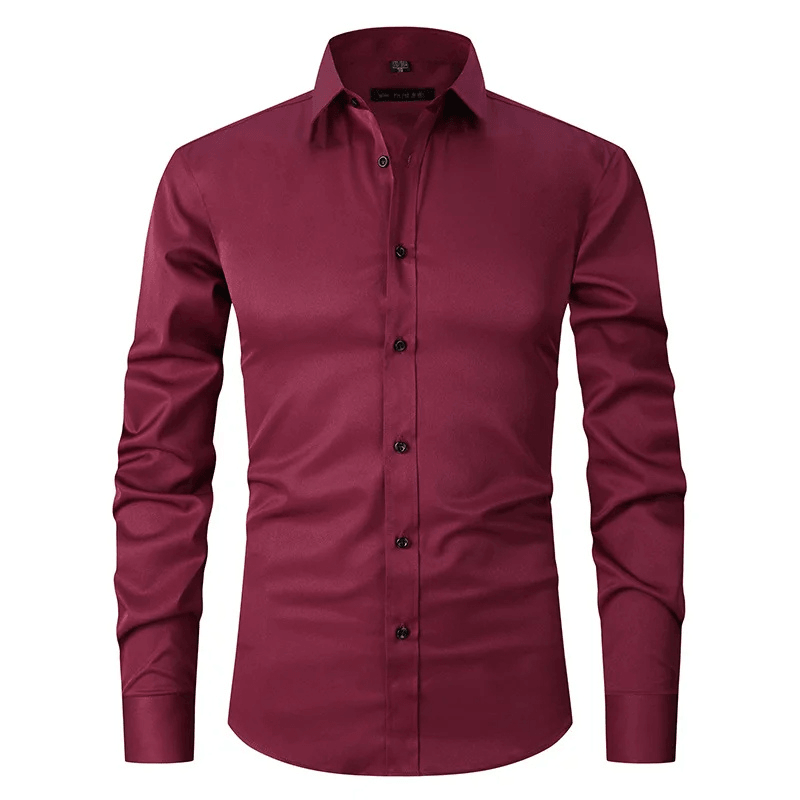 Men's Long Sleeve Slim Fit Shirt with Contrast Buttons