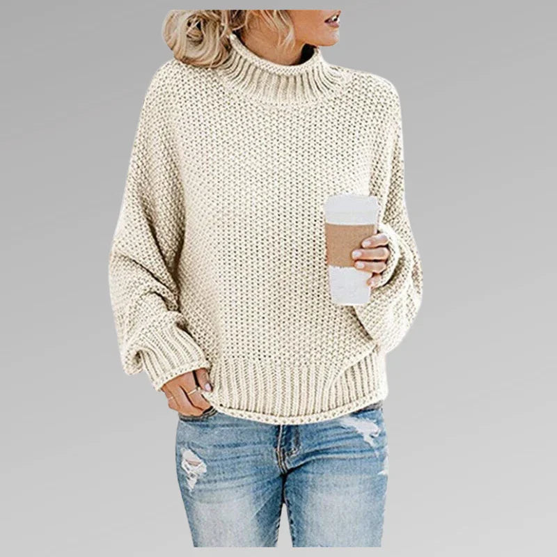 Women's Knit Long Sleeve High Neck Sweater