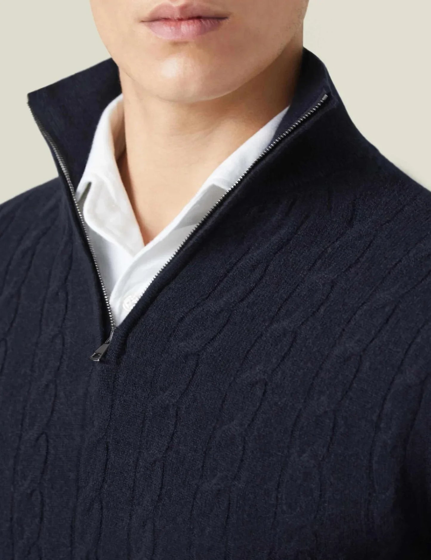 Men's Zipper Sweater Cable Knit