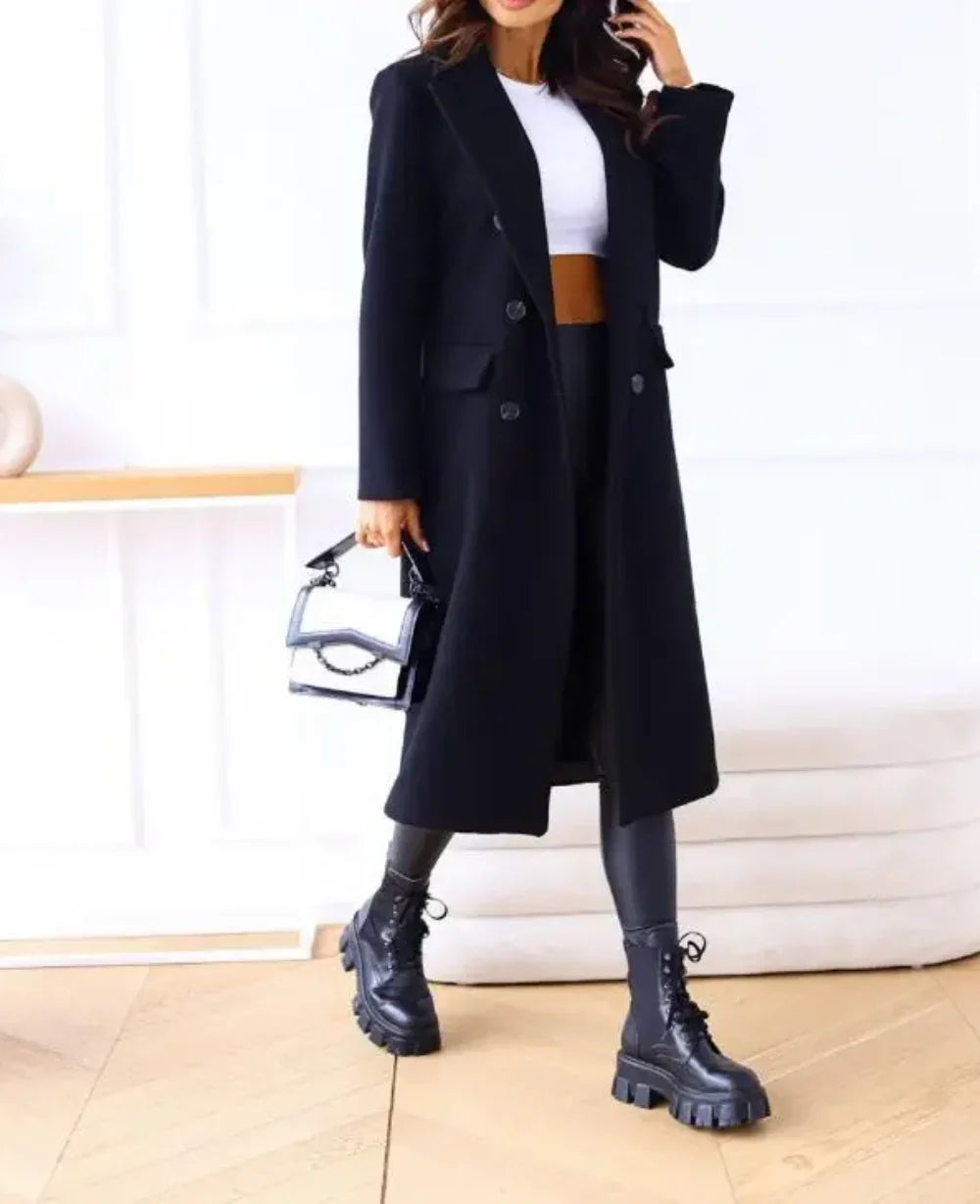 Women's Long Trenchcoat Elegant Fitted