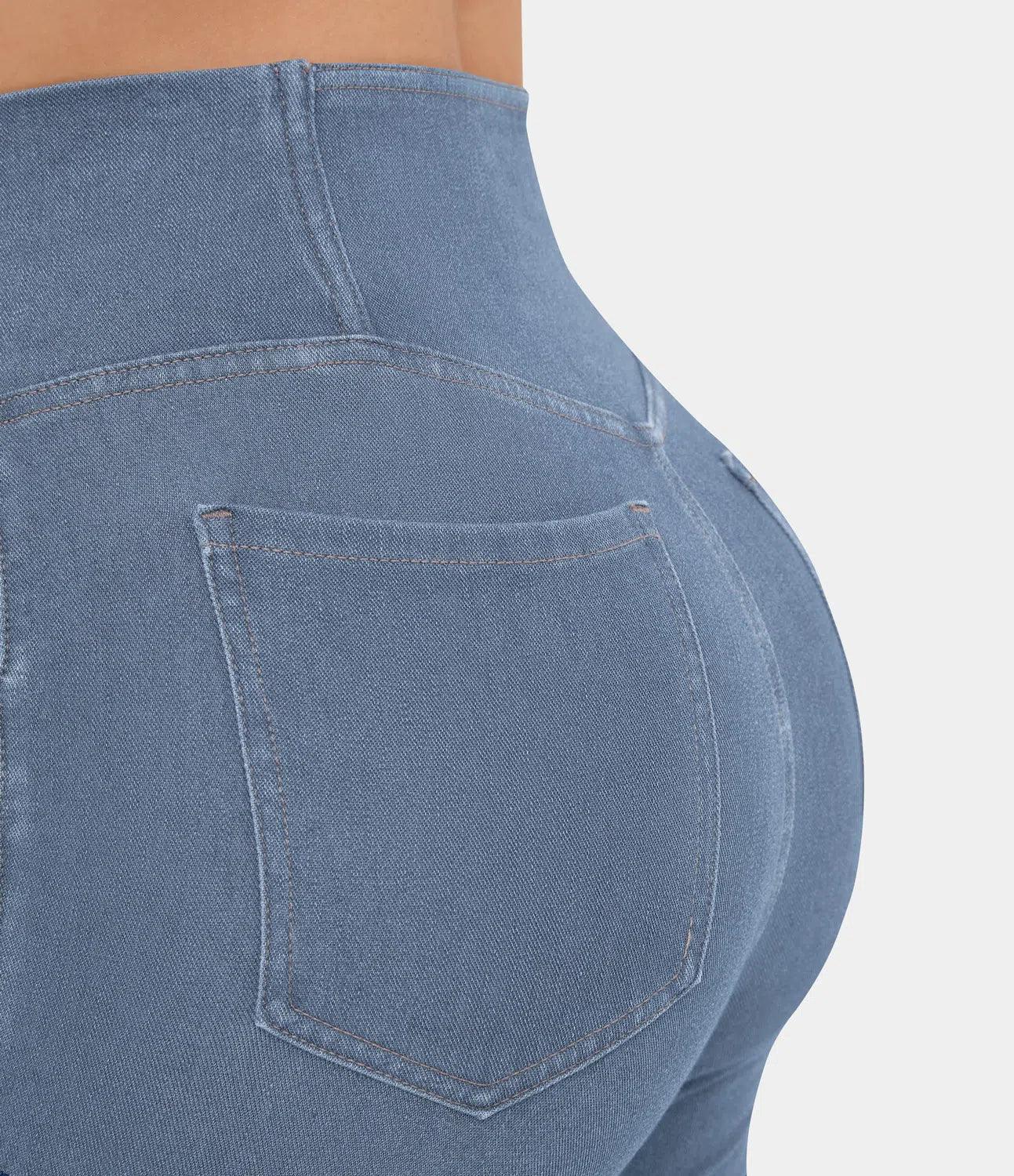 Women's High Waist Flared Jeans with Elasticated Waistband