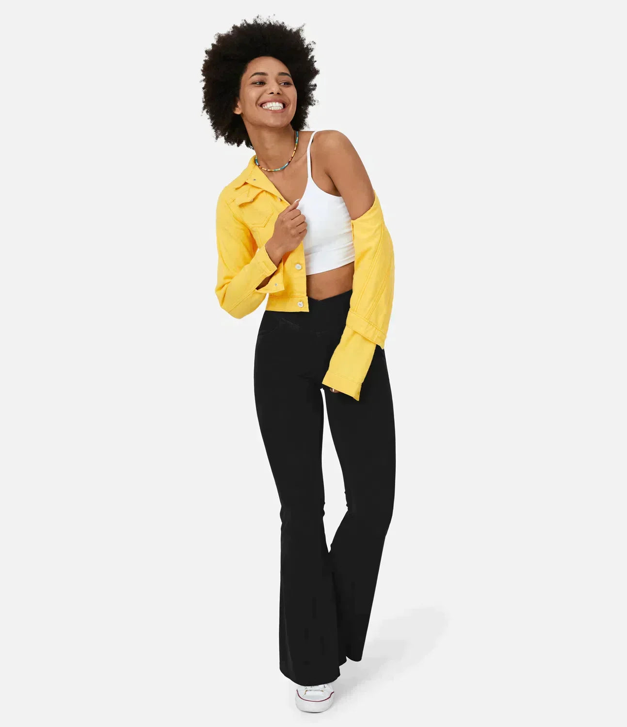 Women's High Waist Flared Jeans with Elasticated Waistband