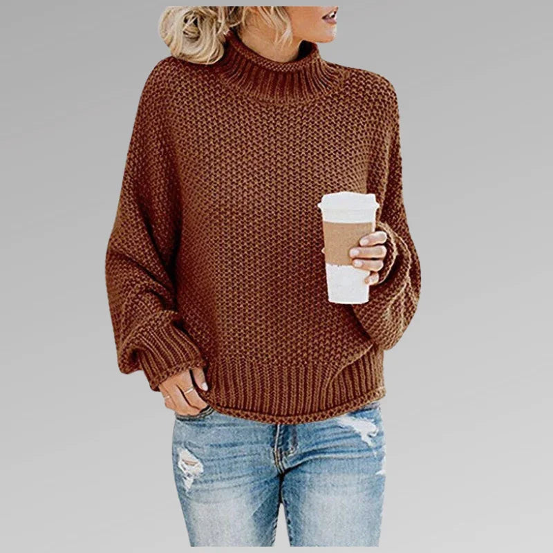 Women's Knit Long Sleeve High Neck Sweater