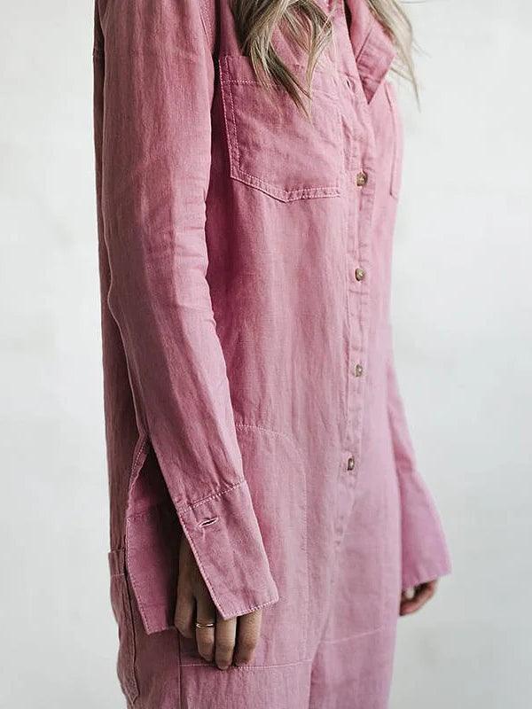 Women's Jumpsuit Button-Up with Pockets