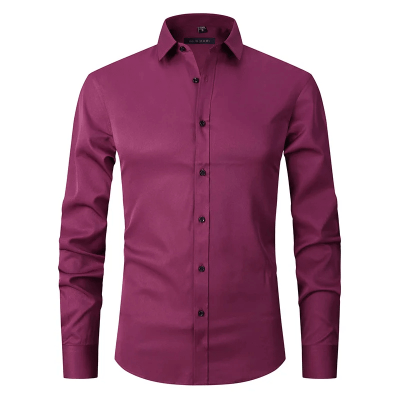 Men's Long Sleeve Slim Fit Shirt with Contrast Buttons