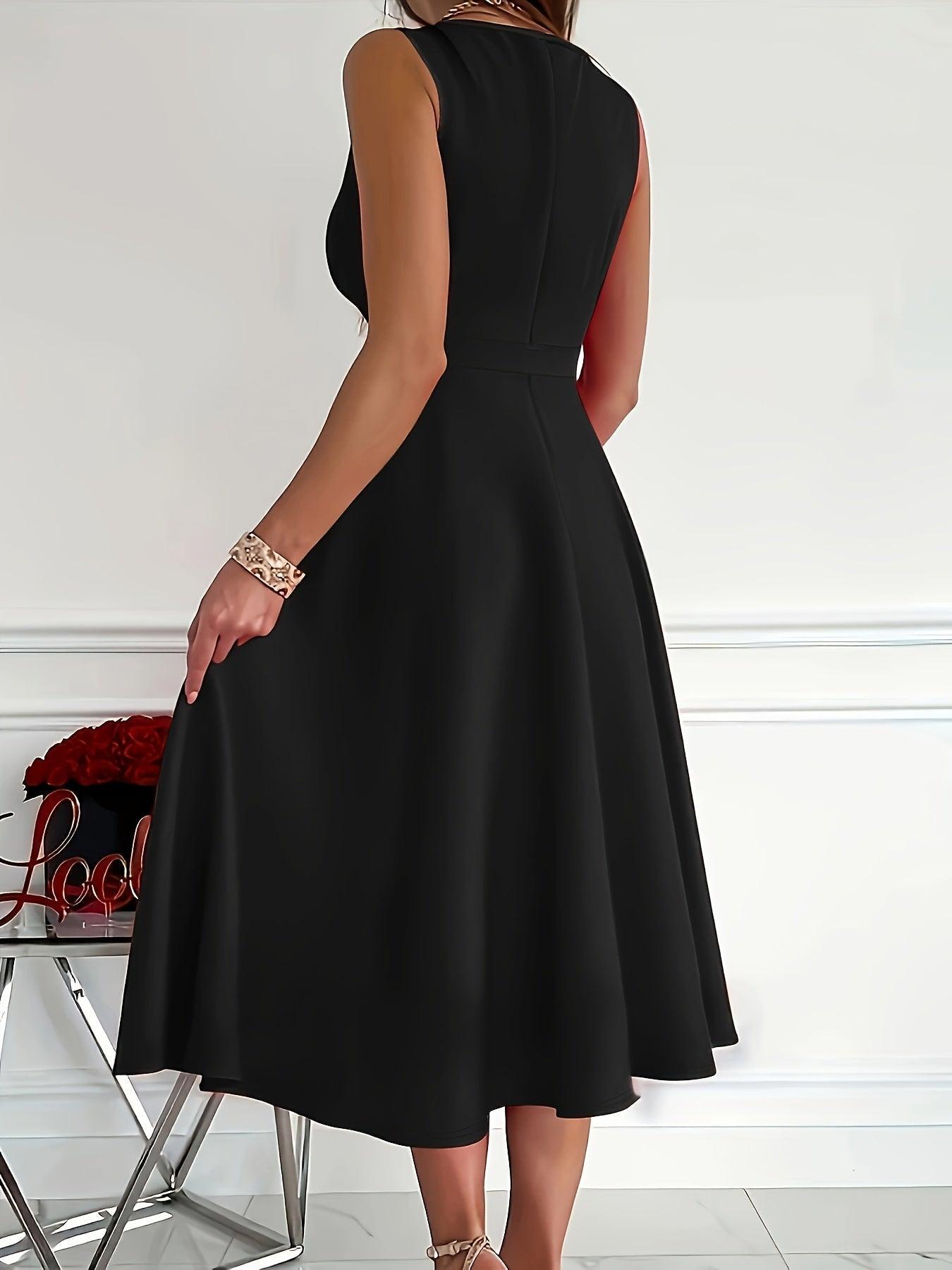 Women's V-Neck Midi Dress Elegant Style
