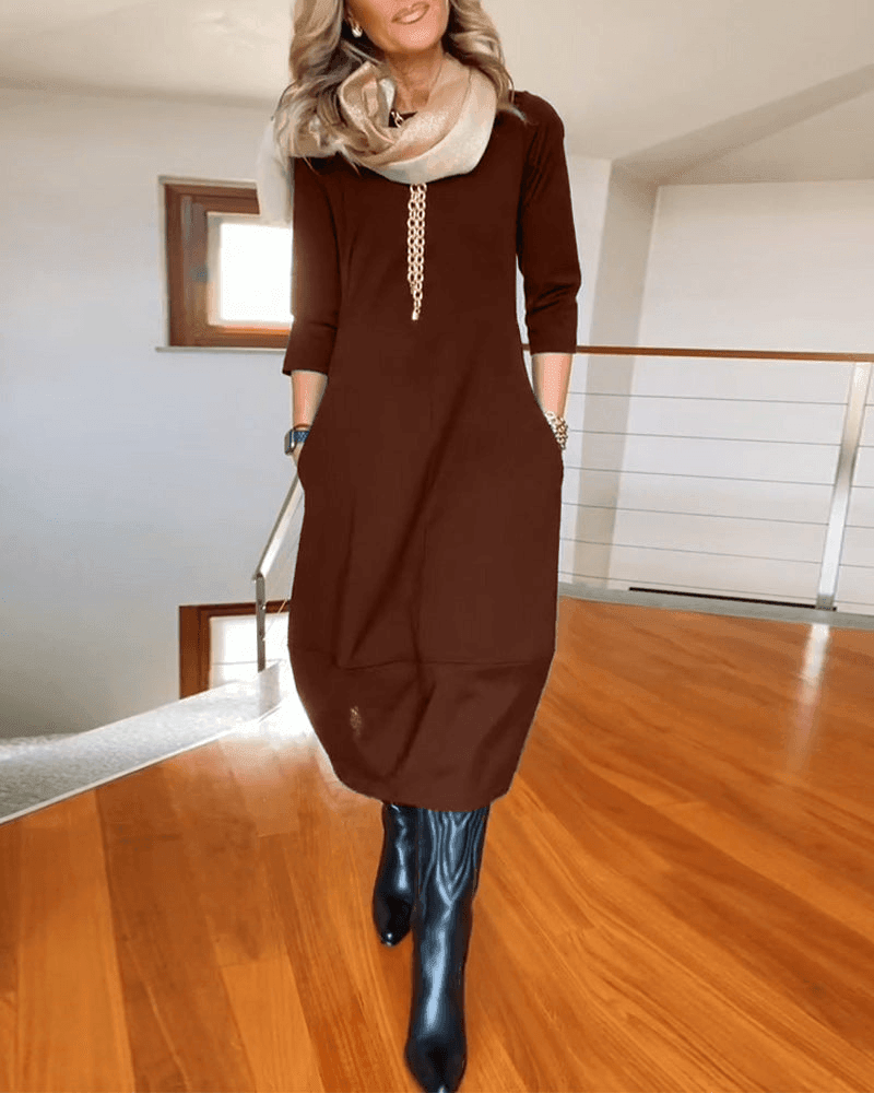 Women's Midi Dress with Pleats