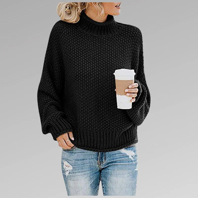 Women's Knit Long Sleeve High Neck Sweater