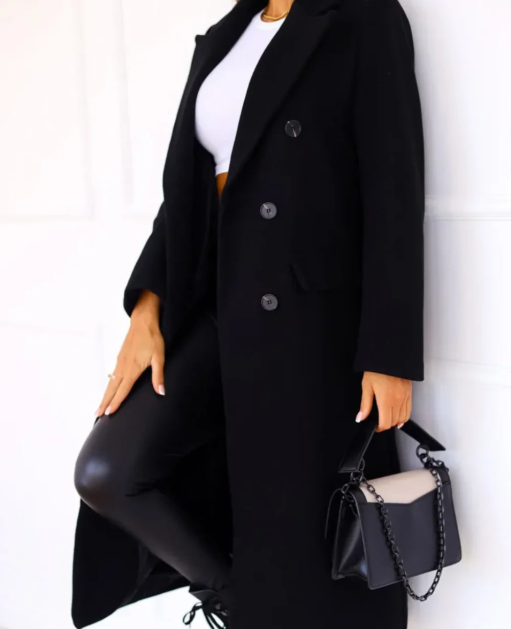 Women's Long Trenchcoat Elegant Fitted