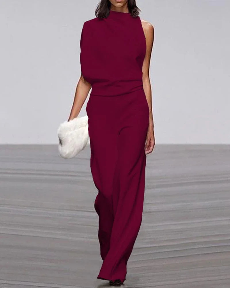 Women's Sleeveless Jumpsuit - Elegant Formal One-Piece Outfit
