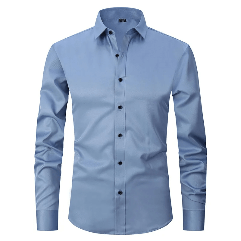 Men's Long Sleeve Slim Fit Shirt with Contrast Buttons