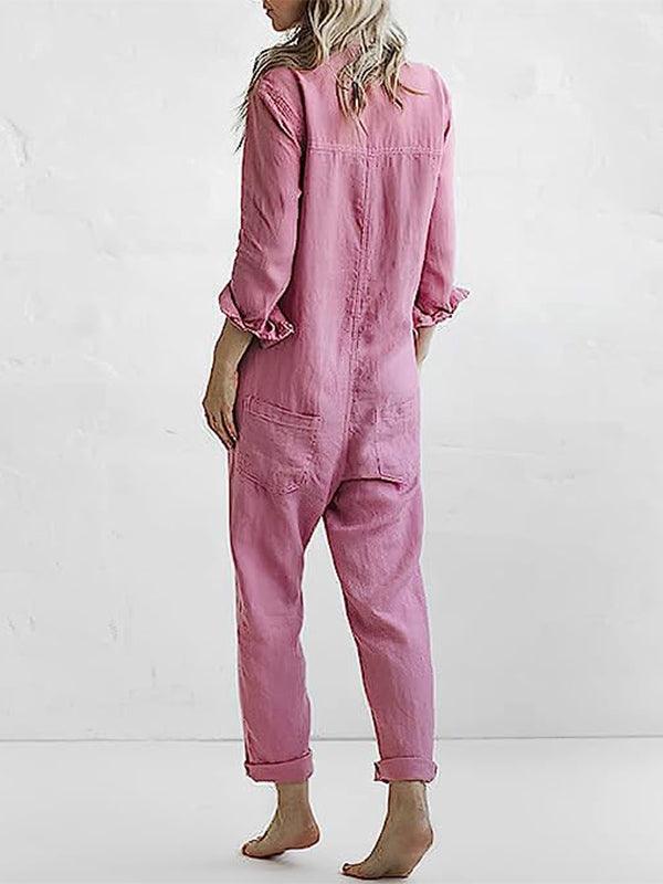 Women's Jumpsuit Button-Up with Pockets