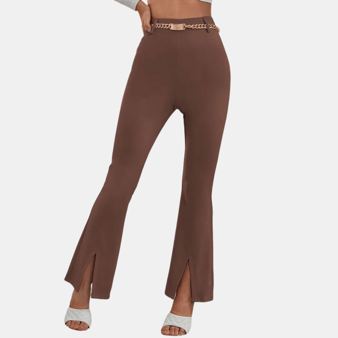 Women's High-Waisted Flare Trousers Stretch Fabric Slim Fit